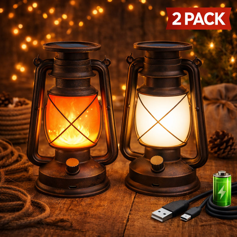 BeatiNeon Vintage Solar & USB-C Rechargeable LED Lantern with
